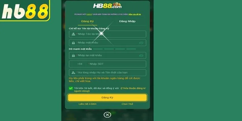 Quy trình tạo tài khoản tại HB88 đơn giản, dễ thực hiện cho newbie